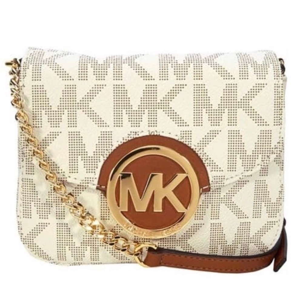 Michael Kors Smqll Fulton Crossbody Vanilla Logo